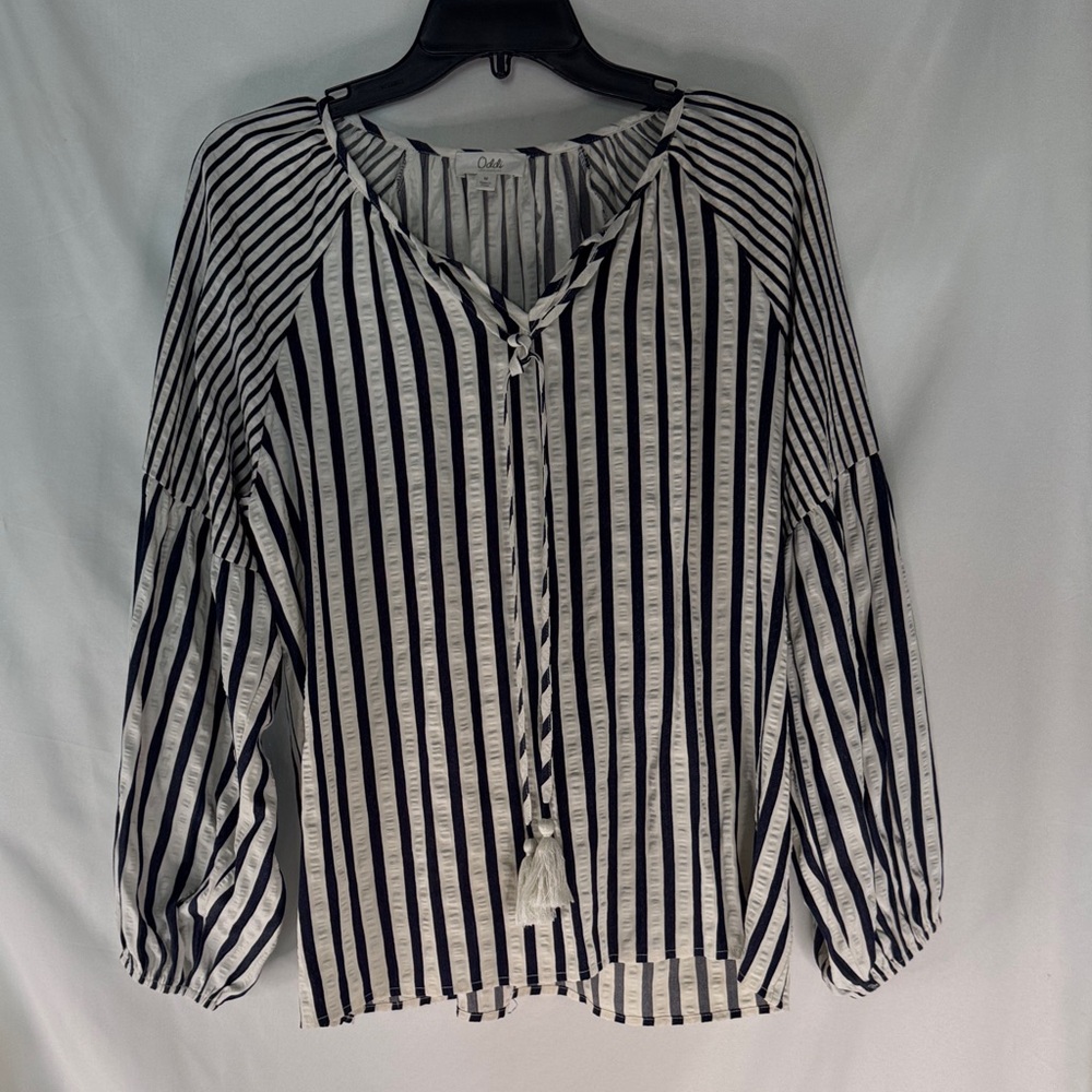 Oddi Brand Navy and White Striped Blouse